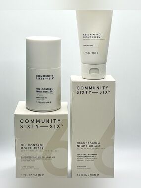 Community Sixty-Six Skincare Set Oil Control Moisturizer Resurfacing Night Cream